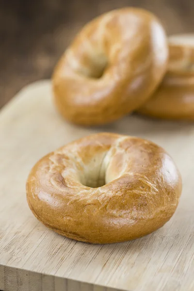 Fresh made plain Bagels — Stock Photo, Image