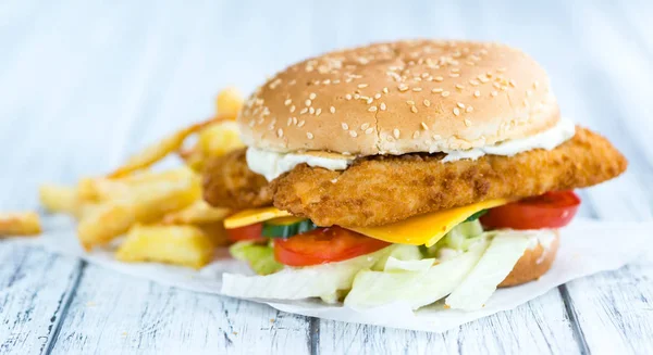 Homemade Fish Burger — Stock Photo, Image