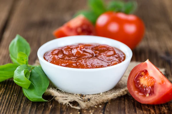 Portion of fresh made Tomato Ketchup — Stock Photo, Image