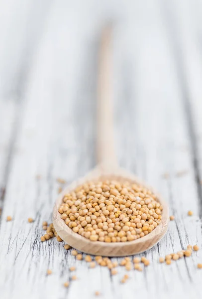 Mustard Seeds on a vintage background — Stock Photo, Image