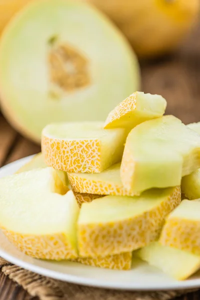 Honeydew kavun bölümünü — Stok fotoğraf