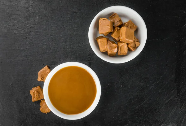 Caramel Sauce in white bowl — Stock Photo, Image