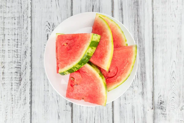 Watermelon win white plate — Stock Photo, Image