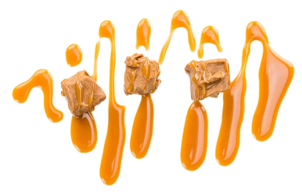 Losa de pizarra con salsa de caramelo —  Fotos de Stock