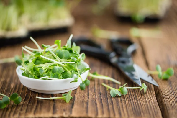 Tuinkers op een oud houten tafel — Stockfoto