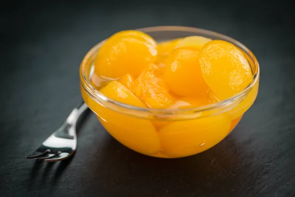 Pickled Apricots serving in glass bowl — Stock Photo, Image