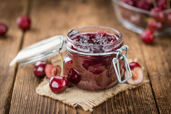 Cherry Jam serving in glass — Stock Photo, Image