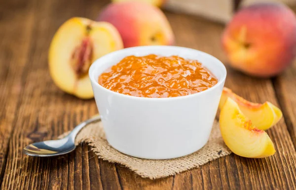 Porzione di marmellata di pesche fresche — Foto Stock