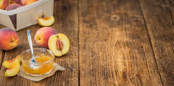 Peach Jam on a vintage background — Stock Photo, Image