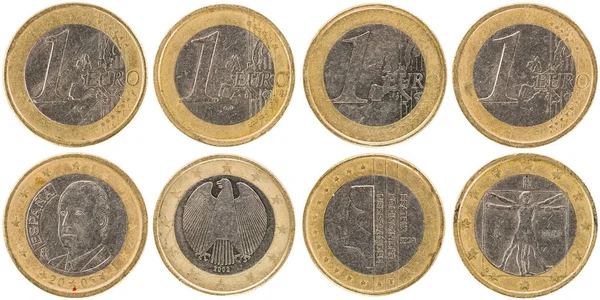 Некоторые использовали европейские монеты номиналом 1 евро — стоковое фото