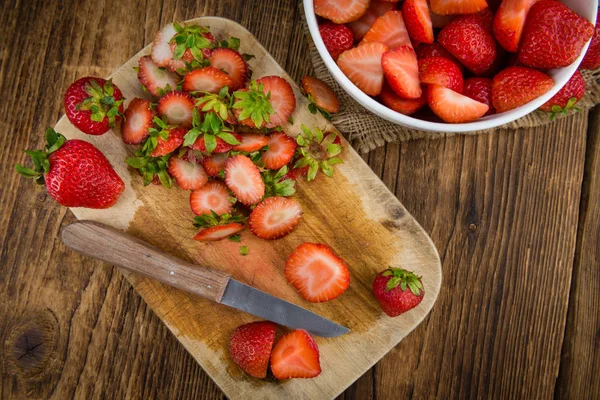 Fresh made Chopped Strawberries — Stock Photo, Image
