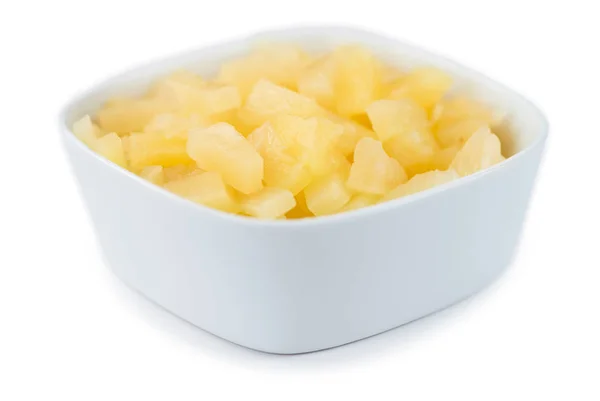 Chopped Pineapple (preserved) isolated on white background — Stock Photo, Image