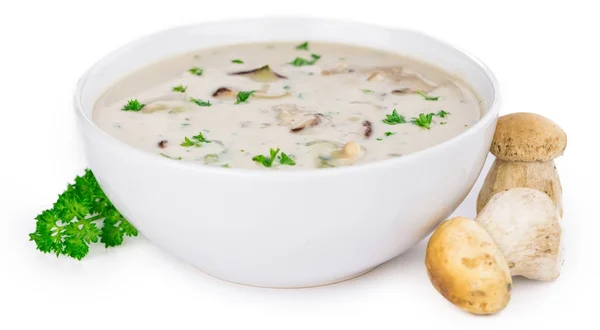 Portion of Porcini Soup isolated on white — Stock Photo, Image