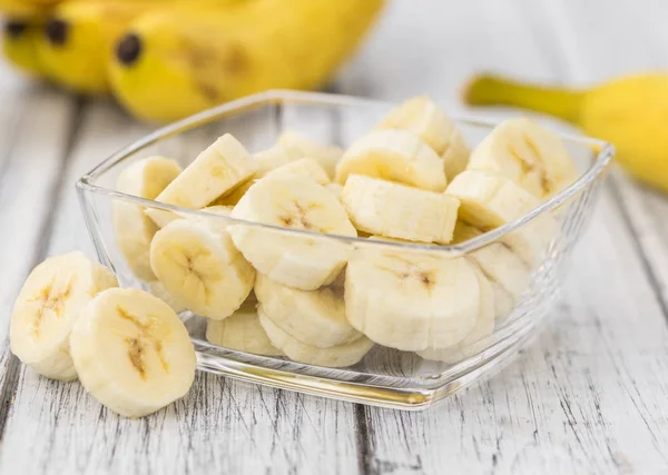 Plátanos en rodajas primer plano, enfoque selectivo —  Fotos de Stock