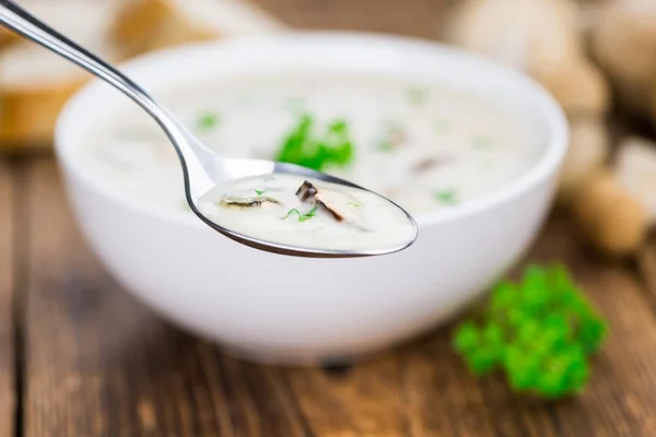 Порцію супу білих грибів, вибіркове фокус — стокове фото