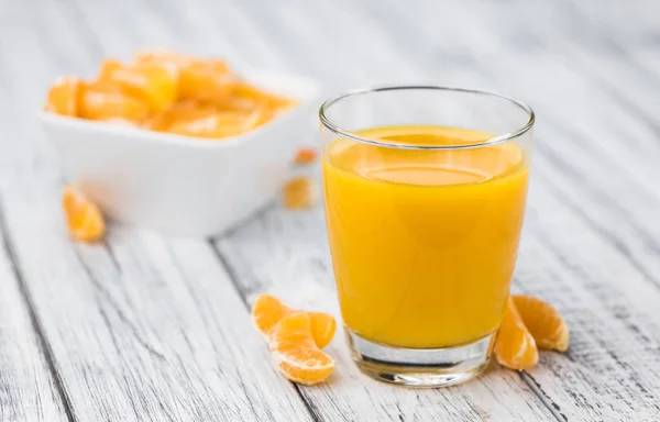 Homemade Tangerine Juice Old Rustic Wooden Table Selective Focus Close — Stock Photo, Image