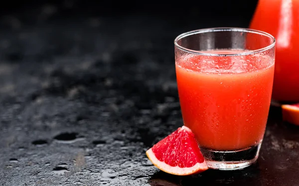 Slate Slab Freshly Squeezed Grapefruit Juice Selective Focus Close Shot — Stock Photo, Image