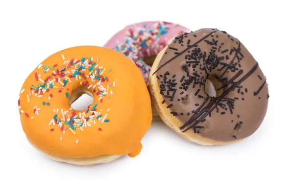 Frisch Zubereitete Donuts Isoliert Auf Weißem Hintergrund Selektiver Fokus — Stockfoto