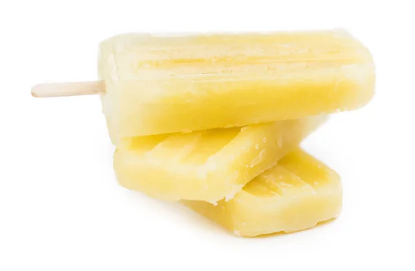 Paletas Piña Caseras Aisladas Sobre Fondo Blanco Plano —  Fotos de Stock