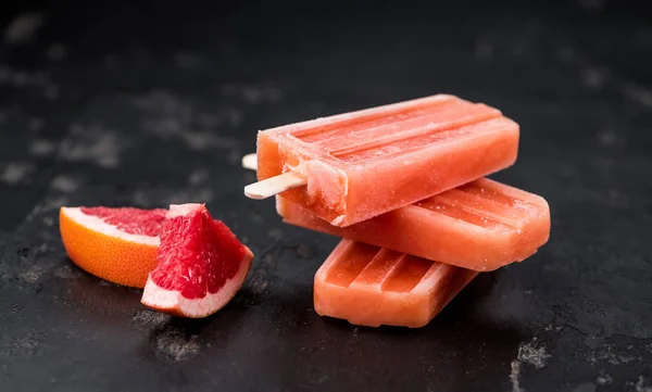 Some Homemade Grapefruit Popsicles Some Fresh Fruits Close Shot Selective — Stock Photo, Image