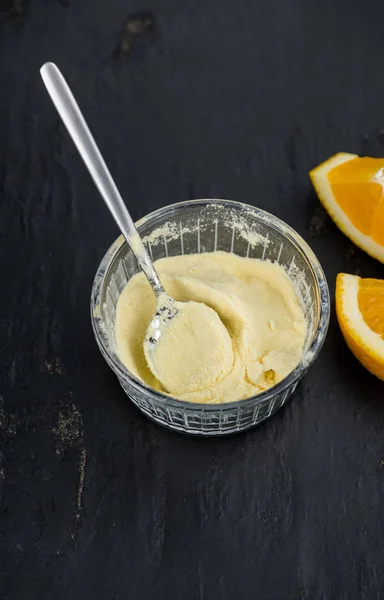오렌지 과일 파우더 부분 (선택적 초점) — 스톡 사진