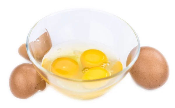 Some Raw Eggs isolated on white (selective focus) — Stock Photo, Image