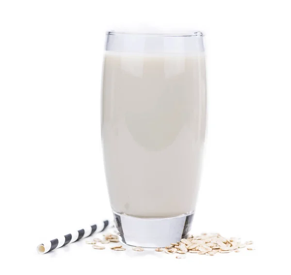 Porce ovesného mléka izolovaného na bílém pozadí (selektivní zaměření — Stock fotografie
