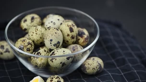 Μερίδα Αυγών Ορτυκιού Περιστρεφόμενη Πλάκα Αδιάλειπτη Βρόχευση — Αρχείο Βίντεο