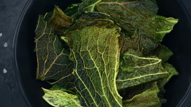 Portion Homemade Savoy Cabbage Chips Seamless Loopable — 비디오