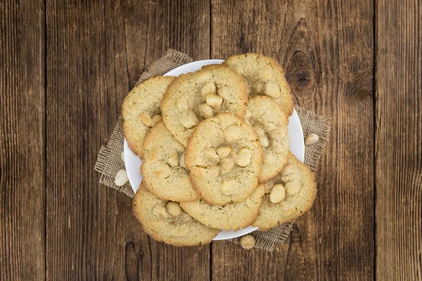 Portion Macadamia Cookies Detailed Close Shot Selective Focus — Stock Photo, Image