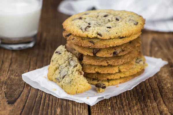 Portion Chocolate Chip Cookies Detailed Close Shot Selective Focus — Stock Photo, Image