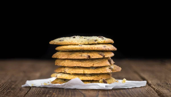 Galletas Chocolate Una Vieja Mesa Madera Enfoque Selectivo — Foto de Stock