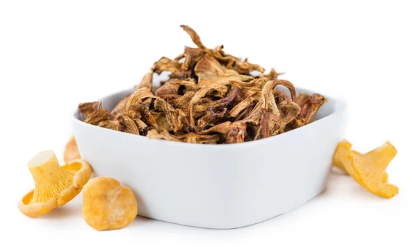 Dried Chanterelles Isolated White Background Selective Focus Close Shot — Stock Photo, Image