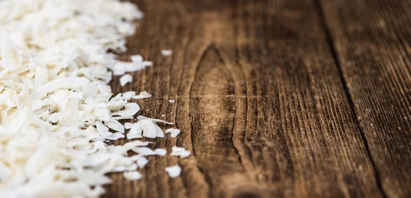 Frische Kokosflocken Als Detailaufnahme Selektiver Fokus — Stockfoto