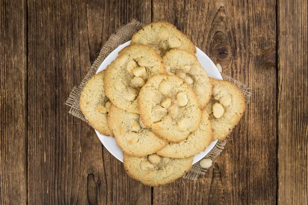 Macadamia cookies (vers) als gedetailleerd close-up shot, selectief f — Stockfoto