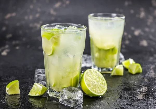 Caipirinha Made Fresh Limes Ice Sugar Close Shot — Stock Photo, Image