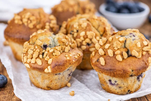 Деякі Свіжі Blueberry Muffins Селективний Фокус Зблизька Постріл — стокове фото