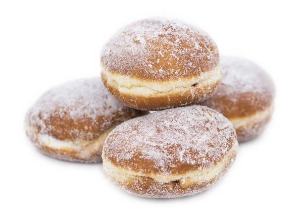 Porção Rosquinhas Berliner Isoladas Sobre Fundo Branco Foco Seletivo — Fotografia de Stock