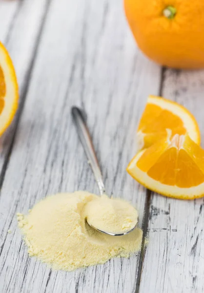 Portion Fresh Made Orange Powder Detailed Close Shot Selective Focus — Stock Photo, Image
