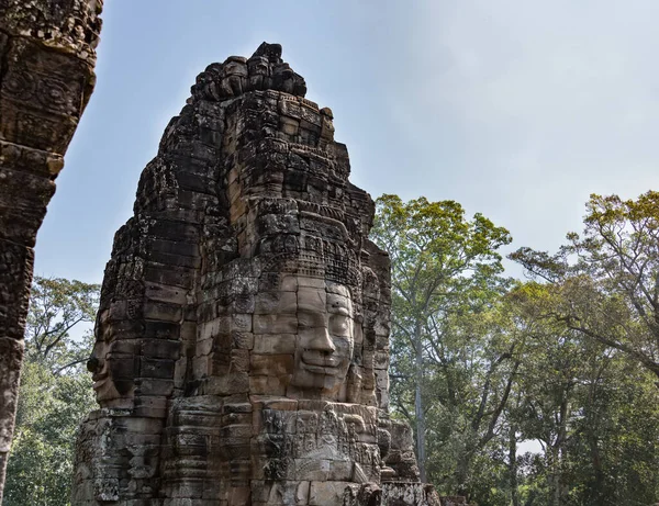 Bayon Tapınağı Ankor Wat Kambodi Heykelleri Var — Stok fotoğraf