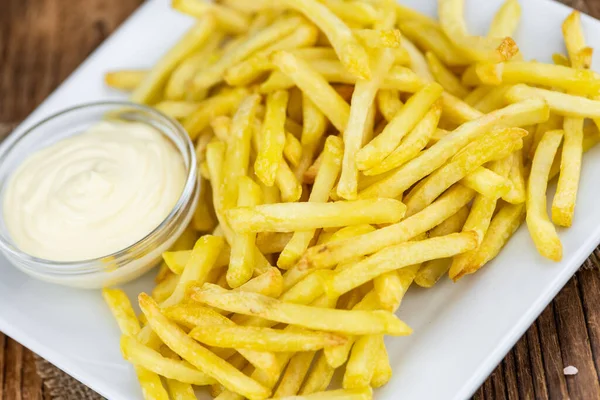 Portion Fresh Made Crispy French Fries Selective Focus Close Shot — Stock Photo, Image