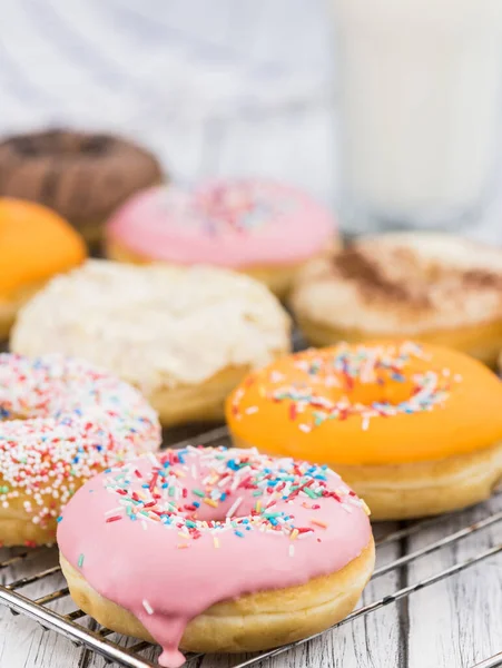 Donuts Recién Hechos Como Primeros Planos Detallados Enfoque Selectivo — Foto de Stock