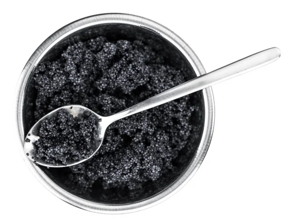 Caviar Preto Isolado Fundo Branco Foco Seletivo Tiro Close — Fotografia de Stock