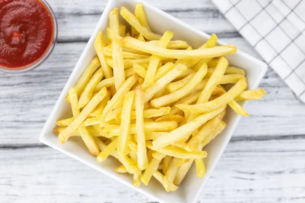 Portion Fresh Made French Fries Close Shot Selective Focus — Stock Photo, Image
