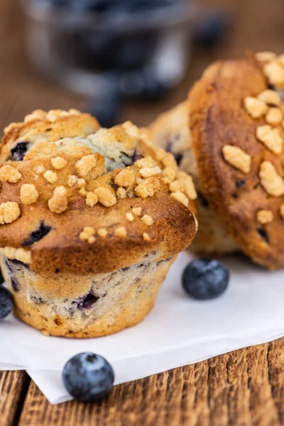 Φρέσκα Muffins Blueberry Όπως Λεπτομερή Κοντινό Πλάνο Επιλεκτική Εστίαση — Φωτογραφία Αρχείου