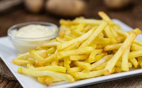 Portion Fresh Made French Fries Close Shot Selective Focus — Stock Photo, Image