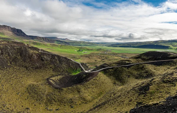 Cráter Del Volcán Grabrok Región Occidental Islandia —  Fotos de Stock