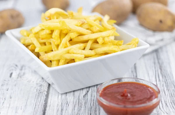 Portion Homemade French Fries Close Shot Selective Focus — Stock Photo, Image