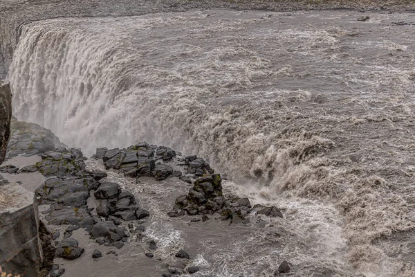 Famous Dettifoss Waterfall Northern Part Iceland People — Stock Photo, Image