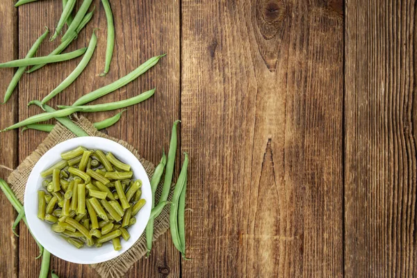 Portion Canned Green Beans Close Shot Selective Focus — Stock Photo, Image